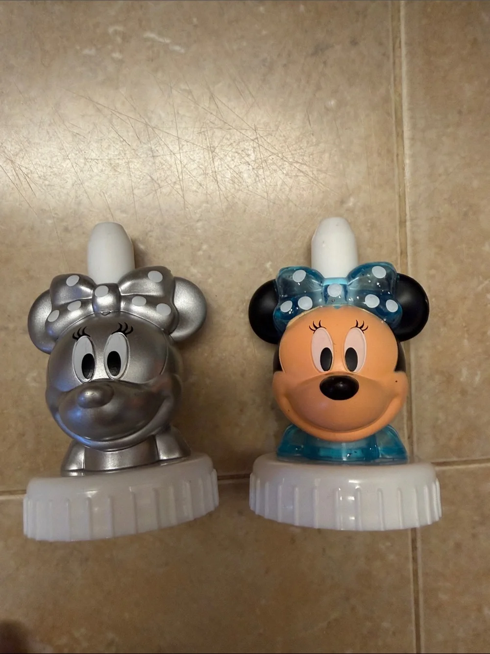 Mickey and Minnie Mouse character drink bottle toppers by good2grow Set of 5